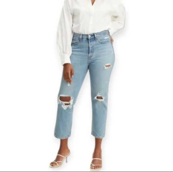 Levi's Premium Wedgie Straight Jeans Distressed Ankle in Authentically Yours 26 - Picture 1 of 15